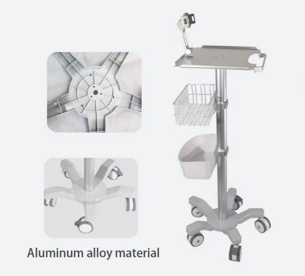 360 rotating flat-clip medical cart with storage basket - Image 3