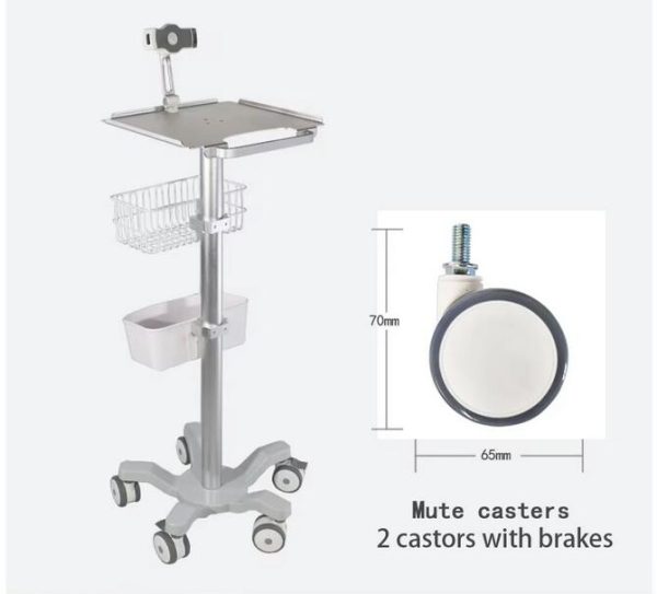 360 rotating flat-clip medical cart with storage basket - Image 4