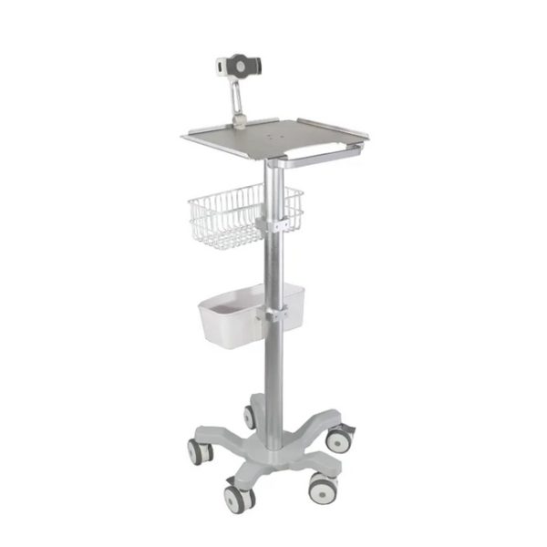 360 rotating flat-clip medical cart with storage basket